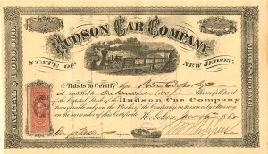 Hudson Car Co. signed by Peter Cooper - Stock Certificate